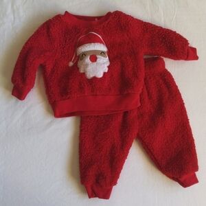 Kyle & Deena Baby Red Sherpa Santa Christmas Set 0-3M